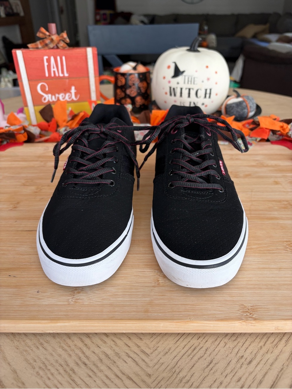 Levi's Black Sneakers with White Sole and Red Accent